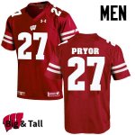 Men's Wisconsin Badgers NCAA #27 Kendrick Pryor Red Authentic Under Armour Big & Tall Stitched College Football Jersey CB31X61FO